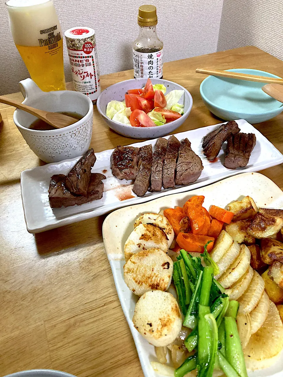 A4愛知牛とタンの塩焼きに、焼き野菜|小次郎さん