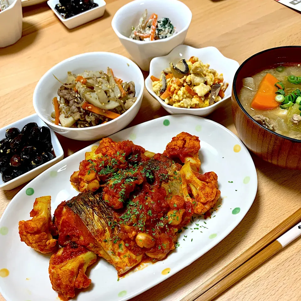 さばと豆のチリトマト煮で晩ご飯|杏さん