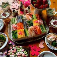 ともえ☆さん創作鮨でランチ！を真似て、カラフルブロック寿司🎎