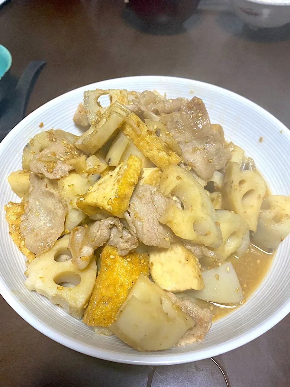 豚バラ肉と蓮根と厚揚げの胡麻煮|Kikuko Fujitaさん