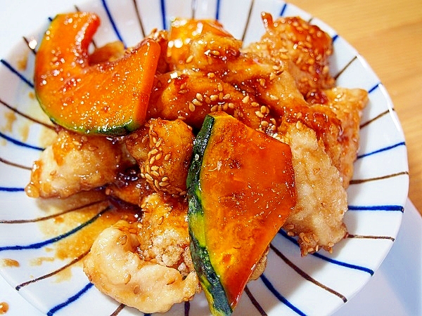 よっちごはんさんのとりむね肉とカボチャの甘辛やき #楽天レシピ