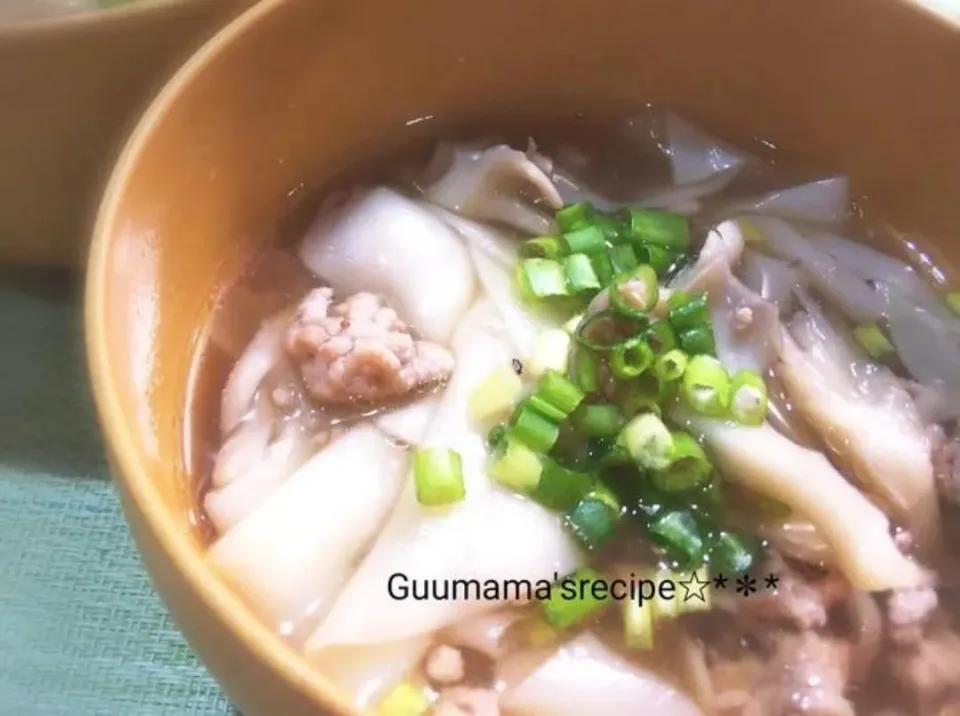 餃子の皮で♡生姜でポカポカ♡ワンタン風スープ|Guuママさん