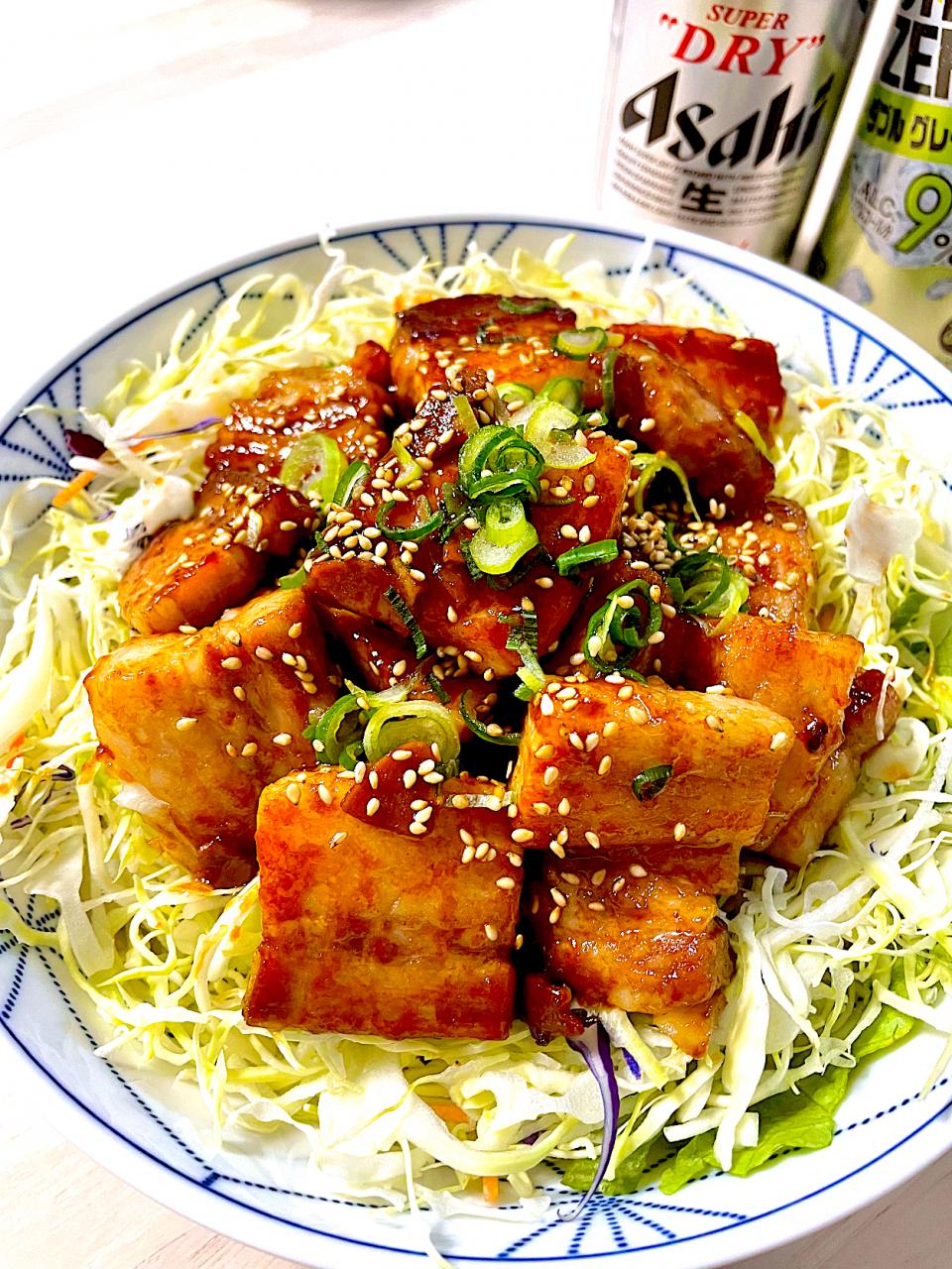 ホエー豚のにんにく醤油炒め