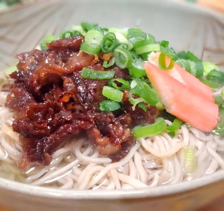 ばくあんしゃさんの料理 肉そばde晩ごはん|くまちゃんさん