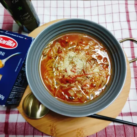 「味の素ＫＫコンソメ」を使ってみたSnapdishの料理・レシピ写真:リゾーニのミネストローネスープ風🍅