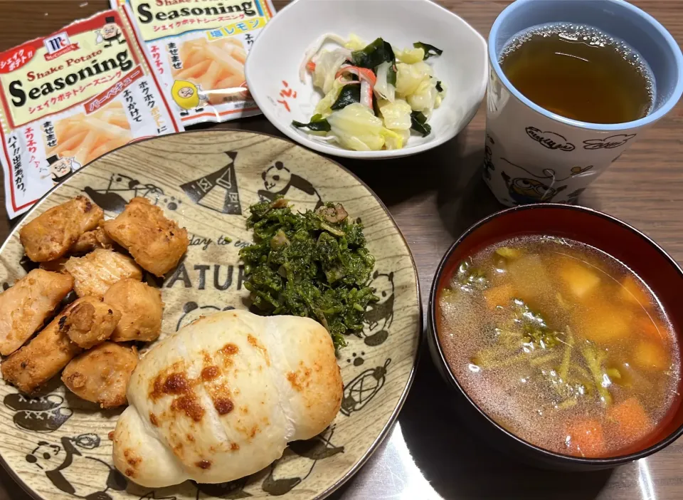 チキンバーベキュー、塩レモンの酢の物|☆ぽよよん☆さん