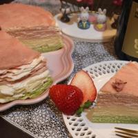 菱餅カラーのミルクレープ