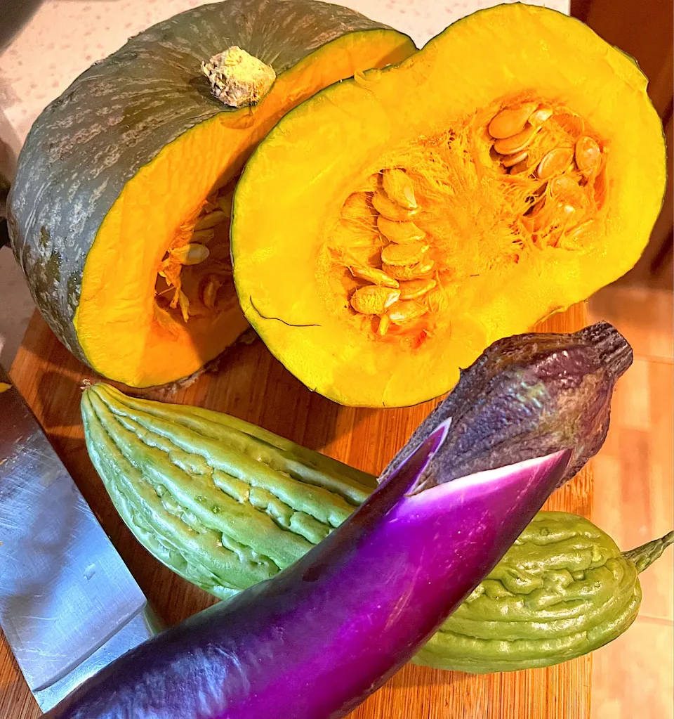 Kabicha squash, ampalaya - bittermelon, eggplant|🌺IAnneさん