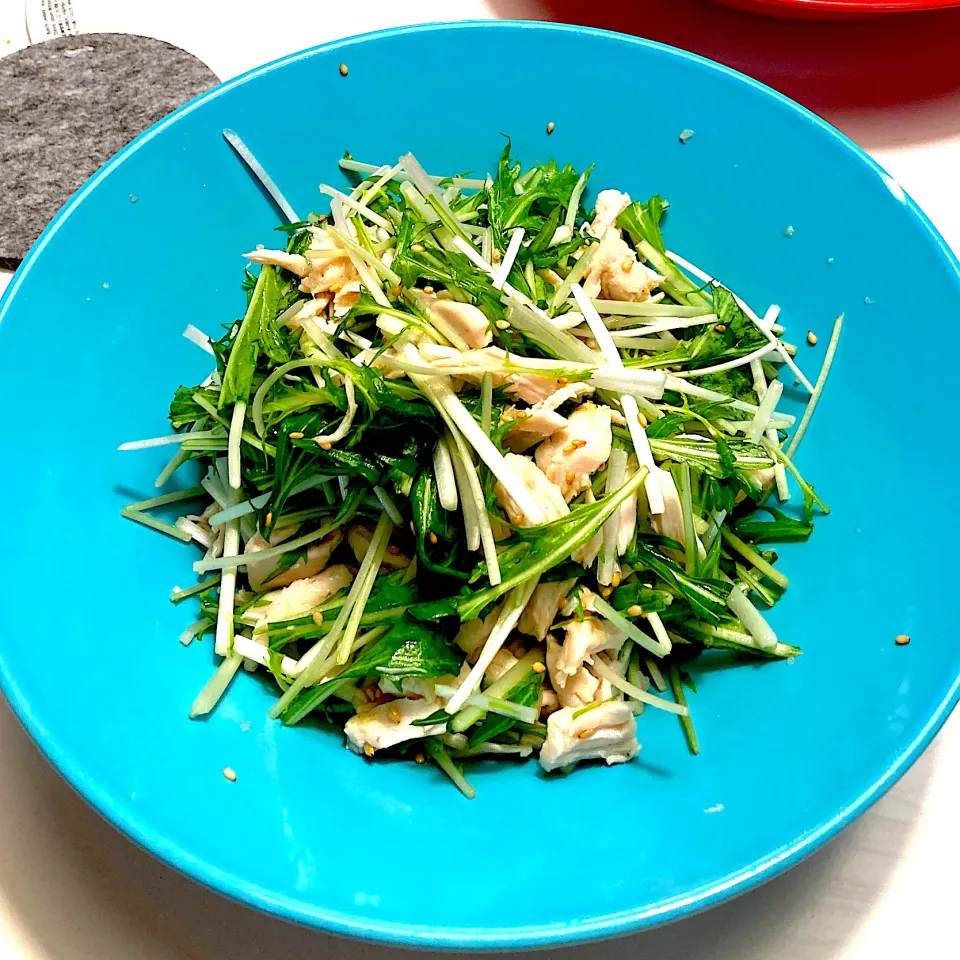 Snapdishの料理写真:水菜とささみの和え物|たちきちさん