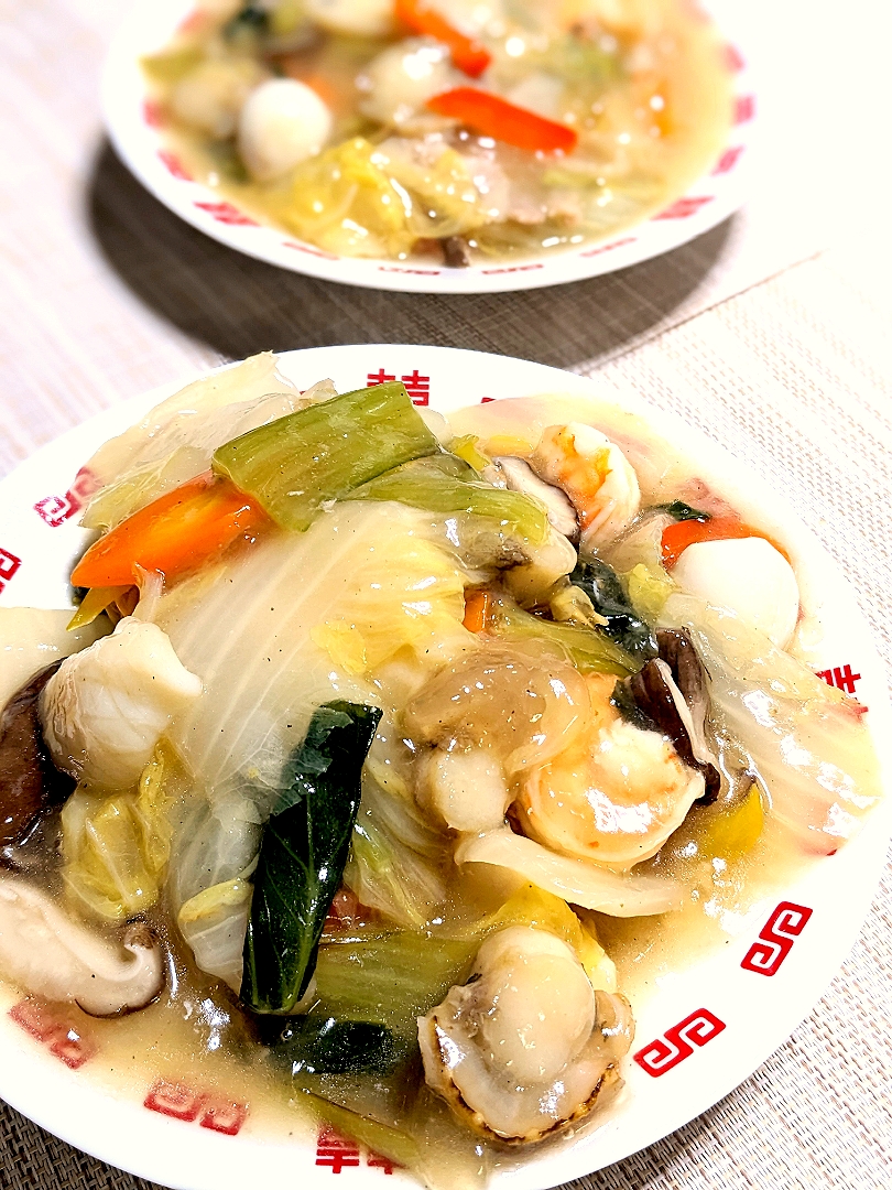 見切り品で中華丼