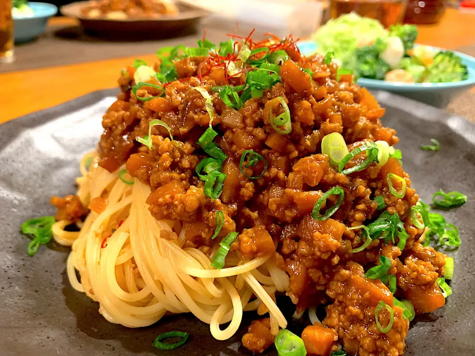 和風ミート味噌パスタ【赤味噌味】|いちごさん