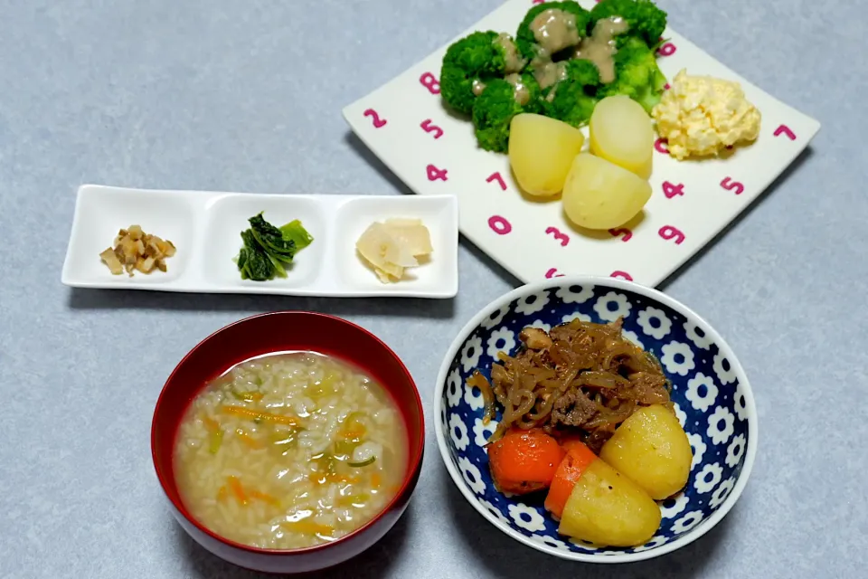 雪室じゃがいものメークインで作った肉じゃがの晩ご飯|Orie Uekiさん