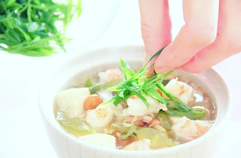 健康と美しさを考慮した朝食『海鮮と海藻の特別玄米雑炊の朝ごはん』【公式】料理研究家　指宿さゆり|【公式】料理研究家　指宿さゆり≫ｽﾀｼﾞｵ（ｽﾀｯﾌ運営）さん