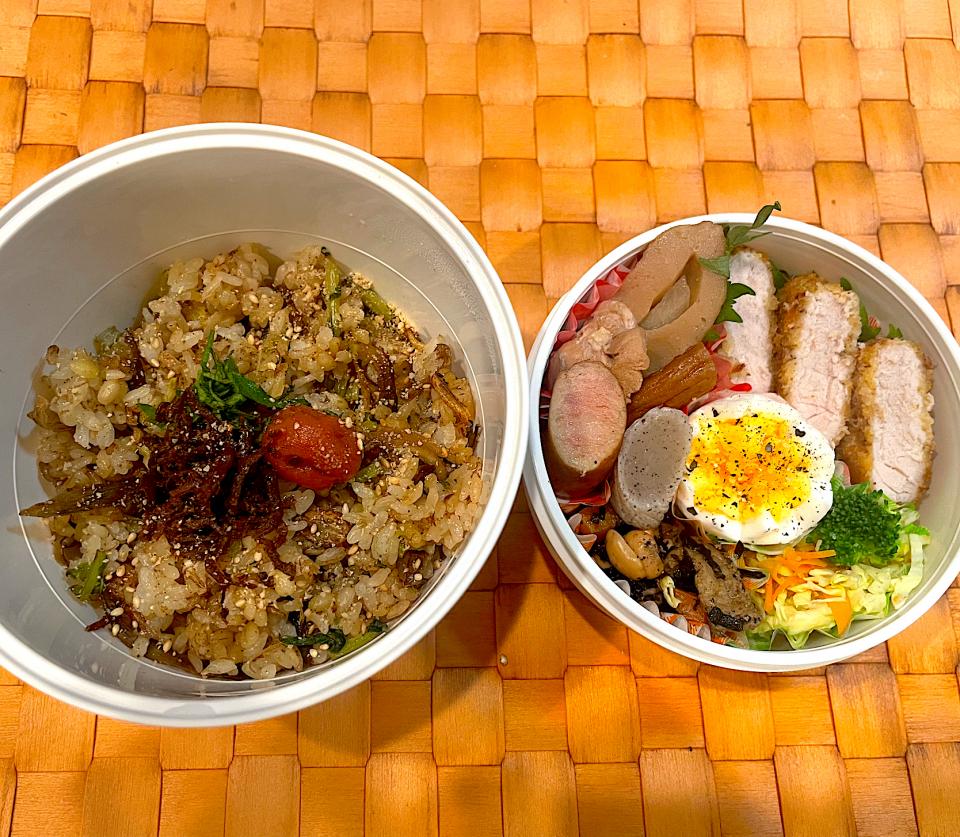 中学生息子のお弁当🍱 トンカツとちりめんじゃこご飯弁当🍱