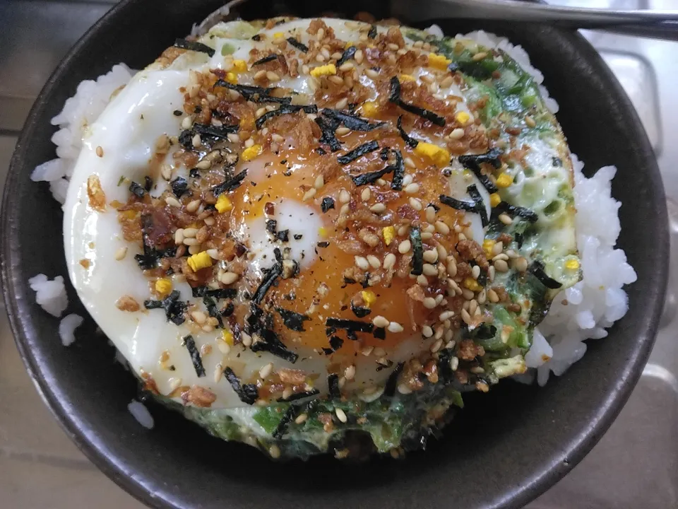 Snapdishの料理写真:なめ茸と肉そぼろ入りショゴス丼|darkbaronさん