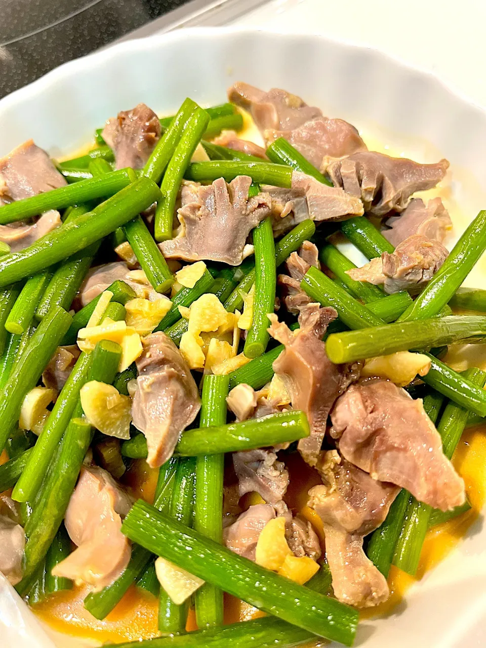 砂肝とニンニクの芽のにんにく醤油炒め|のろさん