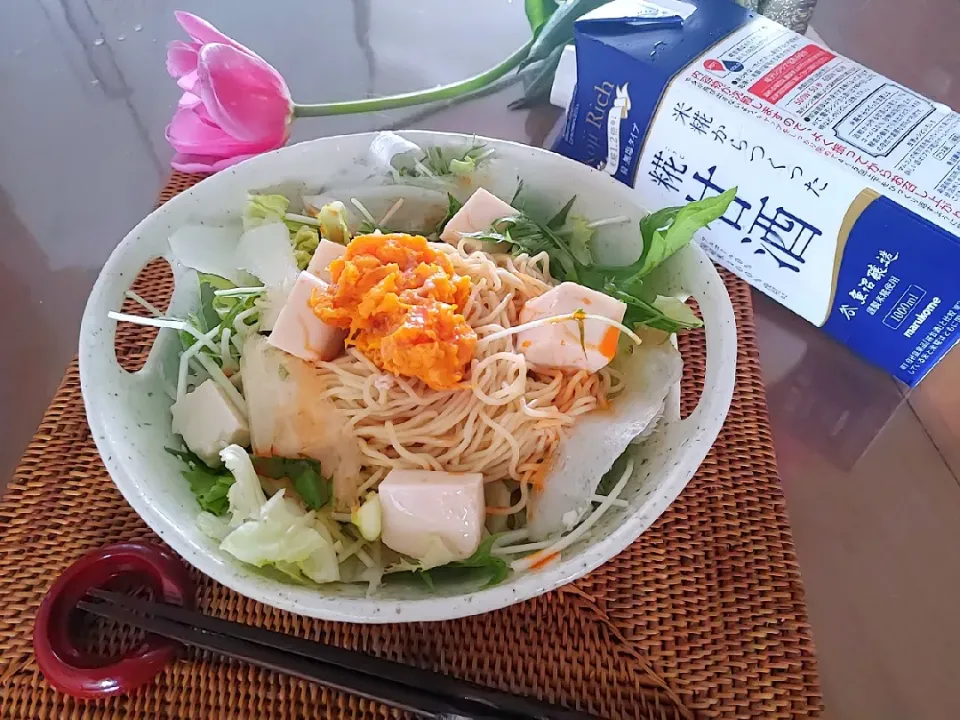 甘酒入りカボチャサラダのせラーメンサラダ|なつさん