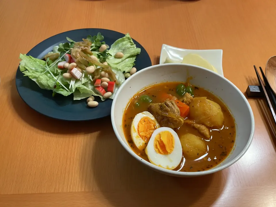 スープカレー&発芽大豆サラダ|ランタさん