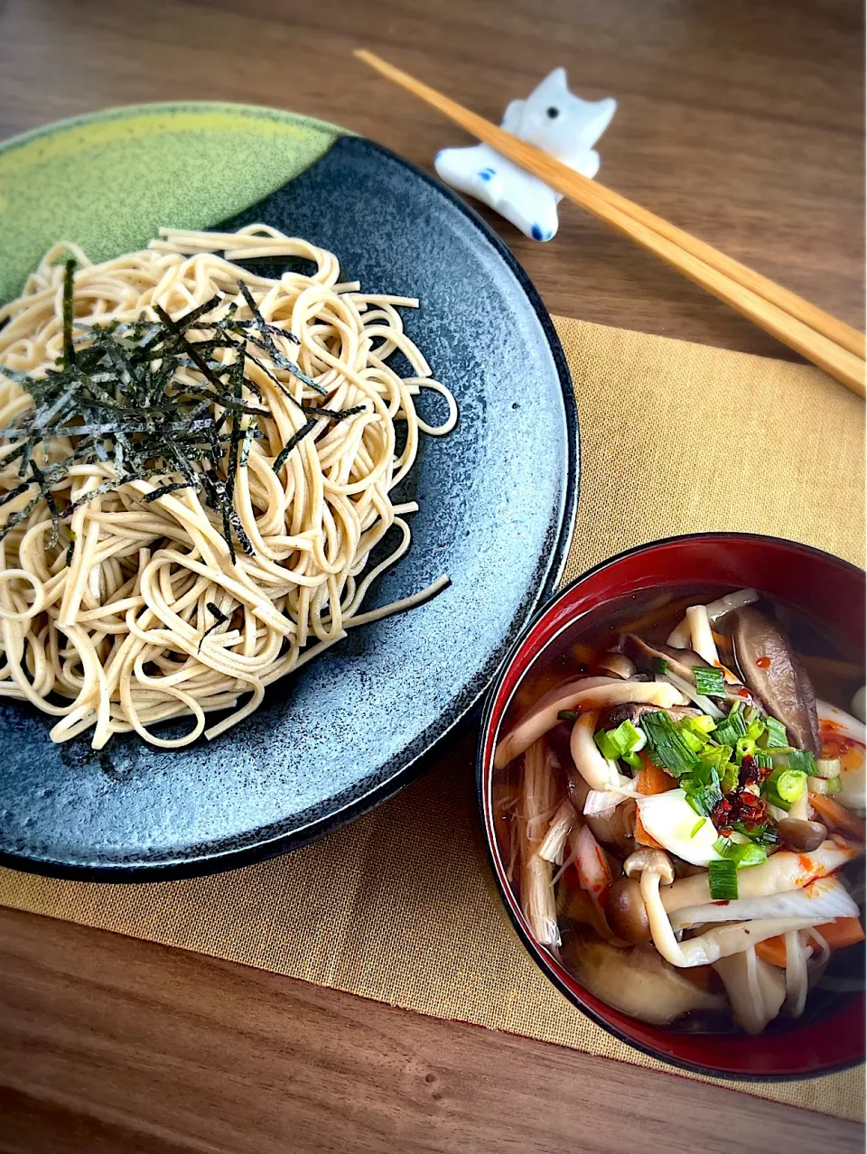 たっぷりきのこ汁のつけ蕎麦|スイーツポテトさん