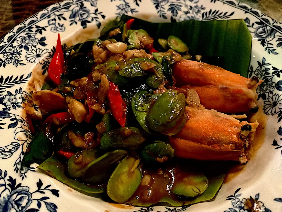 Stir-fried Bitter Bean (Sator) with River Prawns|270w178bさん