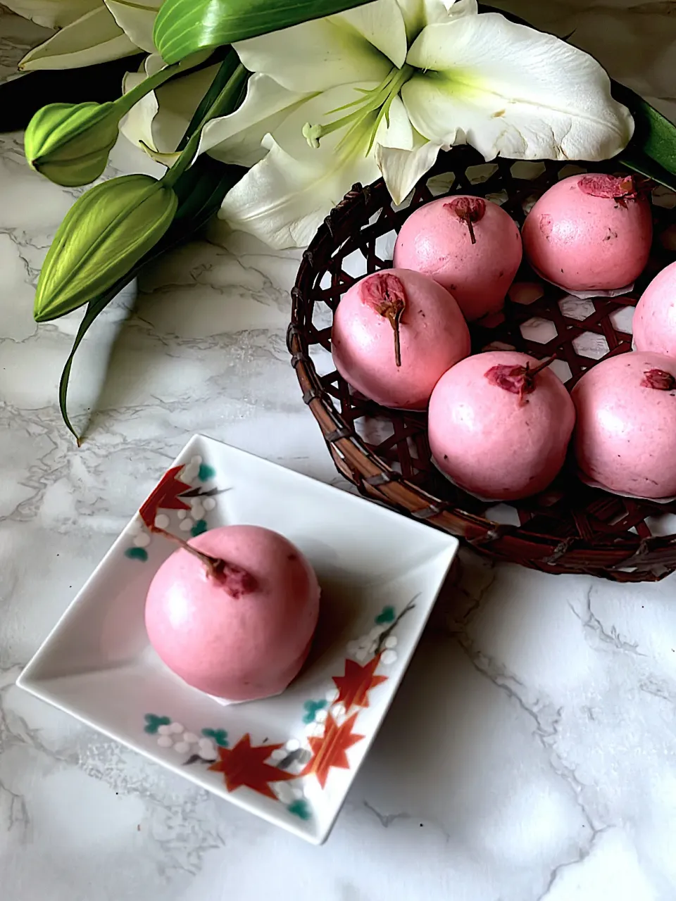 Snapdishの料理写真:とんちんの料理 桜まんじゅう🌸|とんちんさん