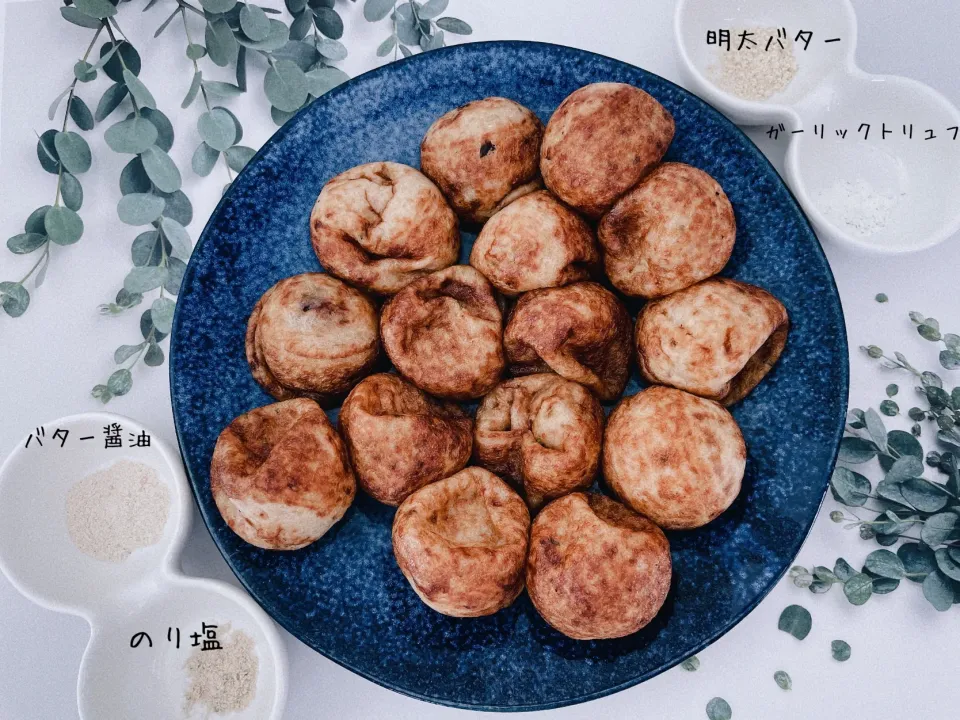 Snapdishの料理写真:シーズニングたこ焼き4種|オーロラさん