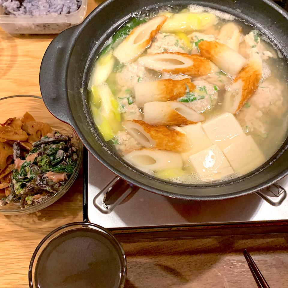 塩麹鶏つくね鍋(◍•ڡ•◍)❤