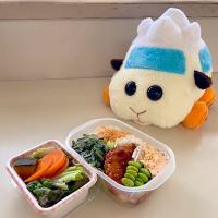 チキンバーグ弁当とサラダ♪