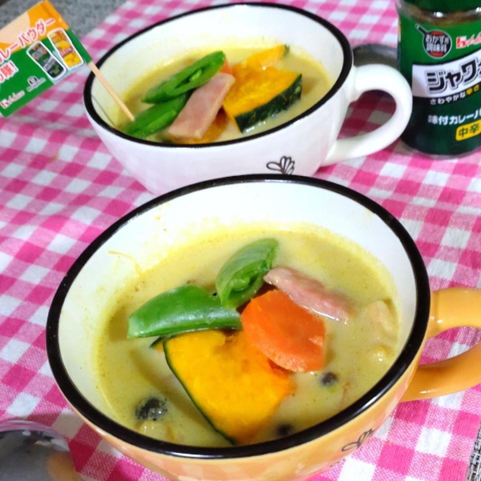 野菜たっぷりカレー風味の豆乳スープ