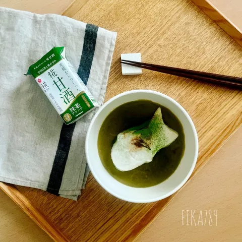 「プラス糀 糀甘酒 LL 抹茶ブレンド」を使ってみたSnapdishの料理・レシピ写真:糀甘酒抹茶 で カンタン抹茶しるこ