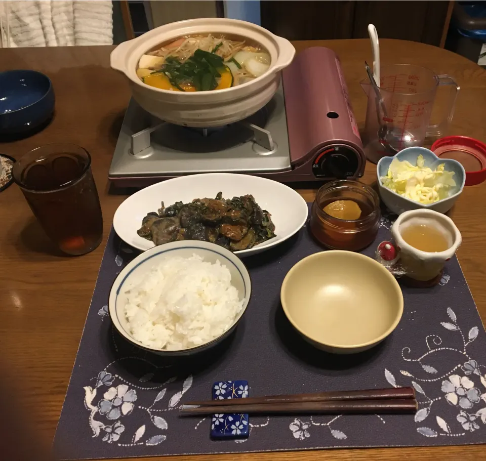 寄せ鍋となす味噌炒め(夕飯)|enarinさん