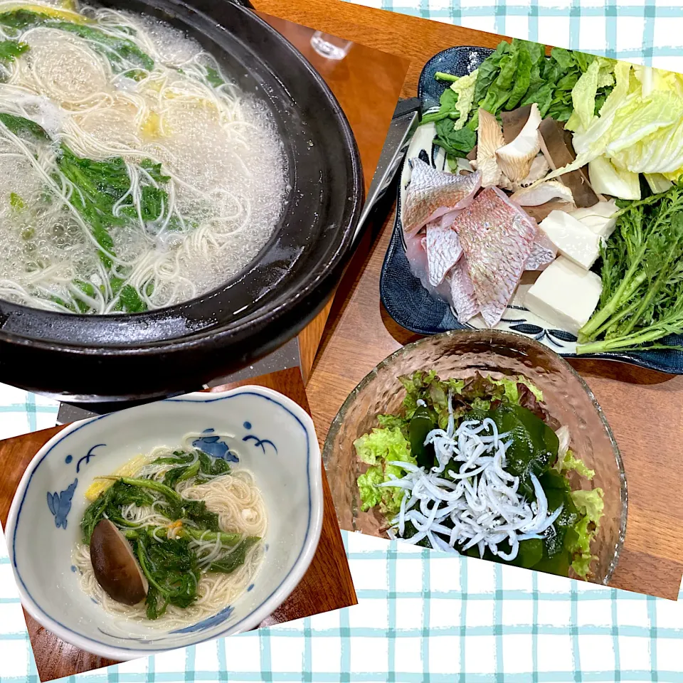 蛤鍋〜鯛鍋〜〆は素麺|sakuramochiさん