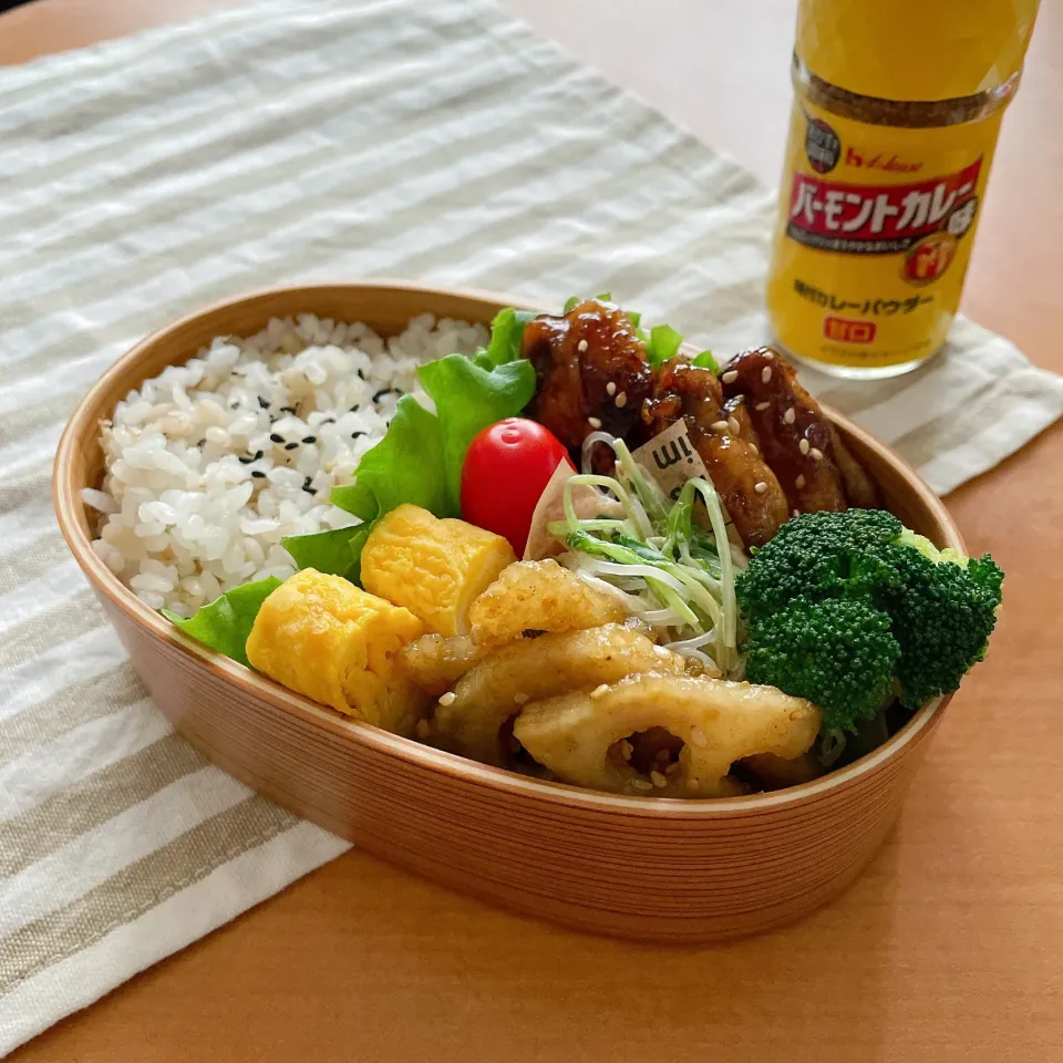 Snapdishの料理写真:2023/3/14 今日のお弁当・れんこんのカレー炒め|kimiさん