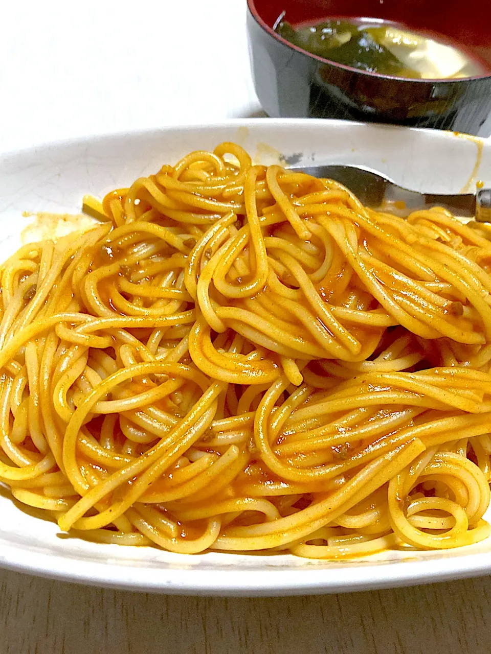 ミートソースパスタ、春野菜ポテトサラダ、豆腐の味噌汁|Ayaさん