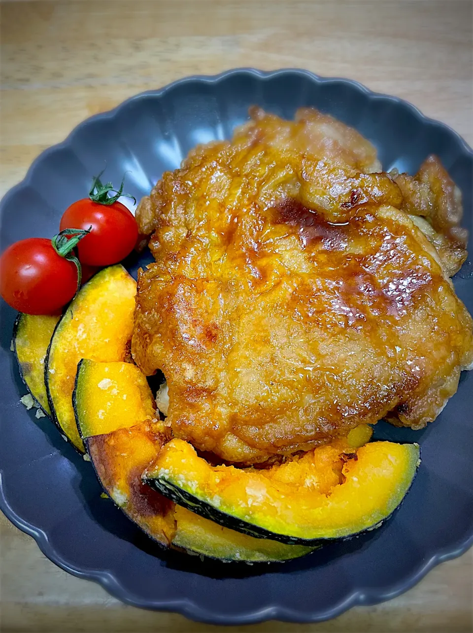 大判の照り焼きチキンと南瓜揚げ|パパ手料理さん