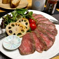 ローストビーフ 甘酒にんにくオニオンソースでしっとり柔らか～💓息子の合格祝いに🌸🌸🌸