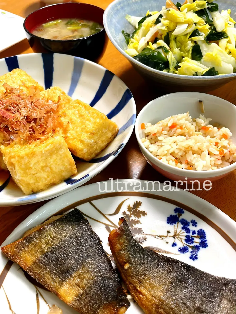 ＊ほっけと揚げ出し豆腐と炊き込みごはんでほっと和ごはん♪＊|ultramarineさん