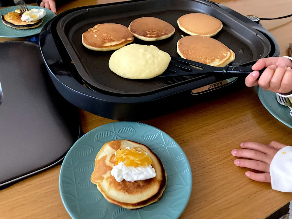 ＊春休みホットプレート祭り🌸＊水切りヨーグルト＆ホエーでパンケーキ🥞＊|＊抹茶＊さん