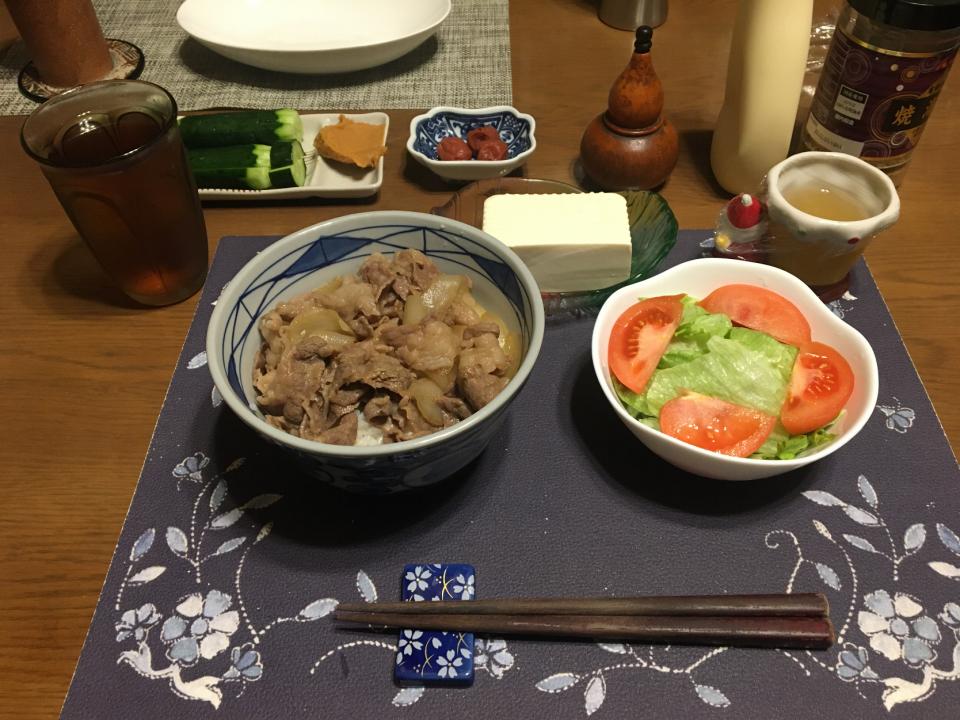 自家製牛丼(夕飯)