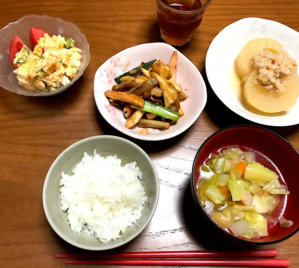 主菜、イカと野菜の焼き肉タレ炒め|柚子きりかさん