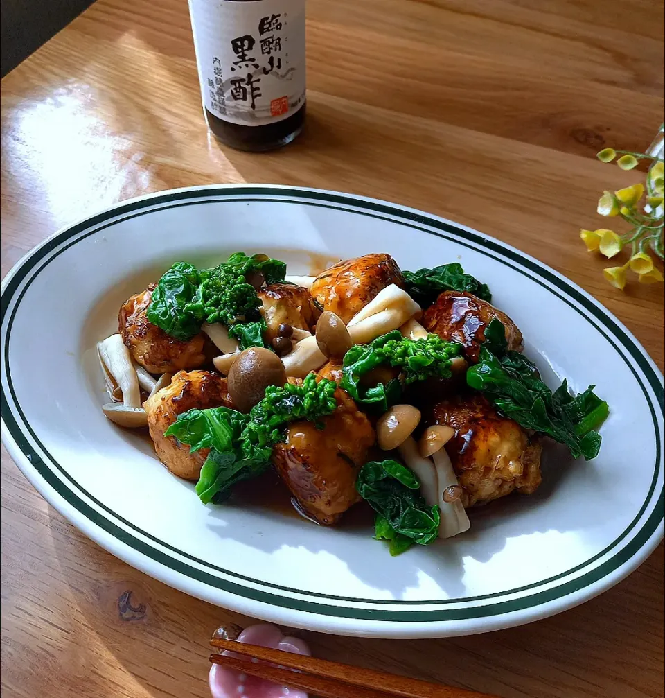 肉だんごと菜の花の黒酢餡掛け|ナオミさん