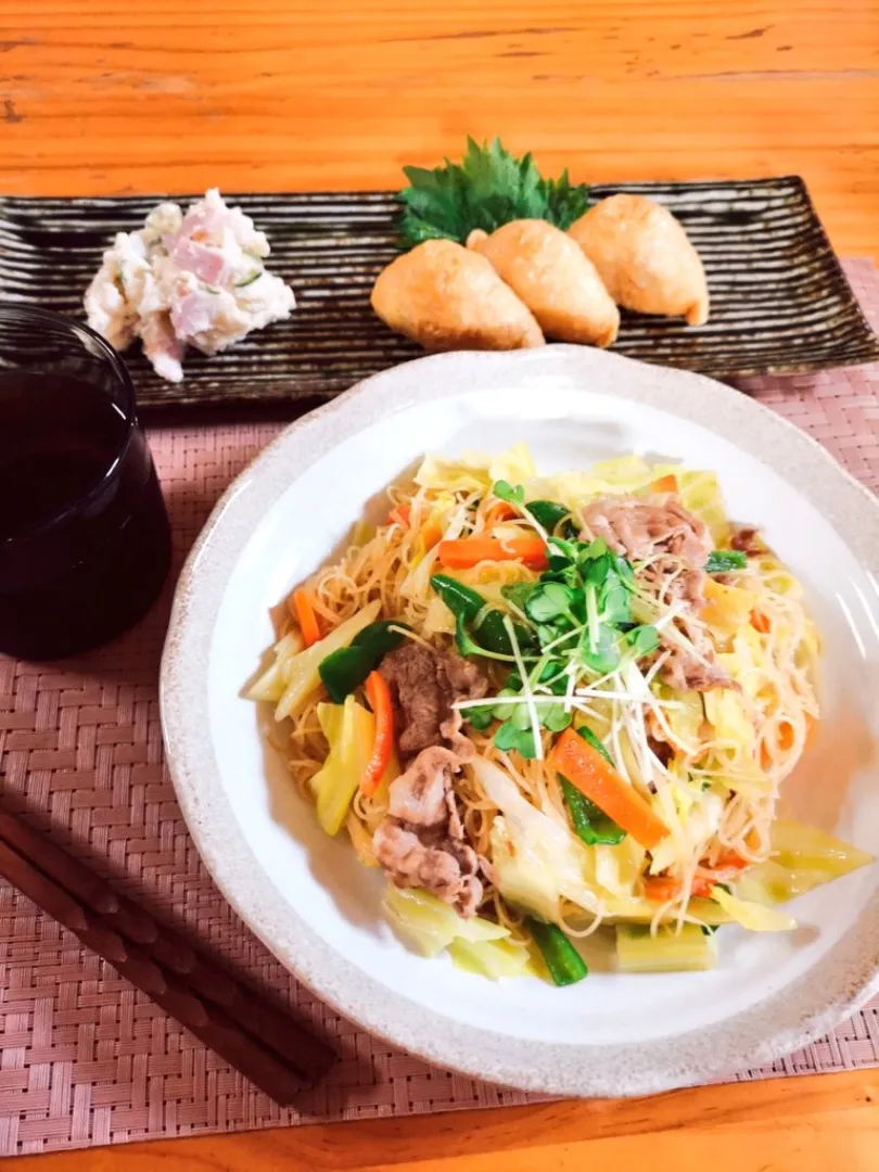 ﾅﾝﾌﾟﾗｰで焼きビーフン|みきやんさん