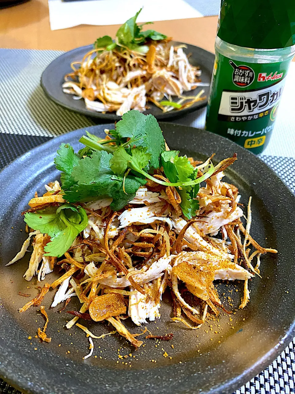 カリカリごぼうと蒸し鶏のカレーサラダ🥗|ぽっちさん