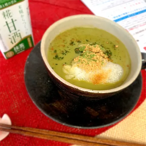 「プラス糀 糀甘酒 LL 抹茶ブレンド」を使ってみたSnapdishの料理・レシピ写真:おしるこ風の糀甘酒♡抹茶ブレンド