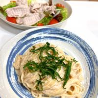 明太クリームパスタ