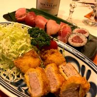 豚ヒレカツ＆マグロ寿司🍣で➰🥂😋