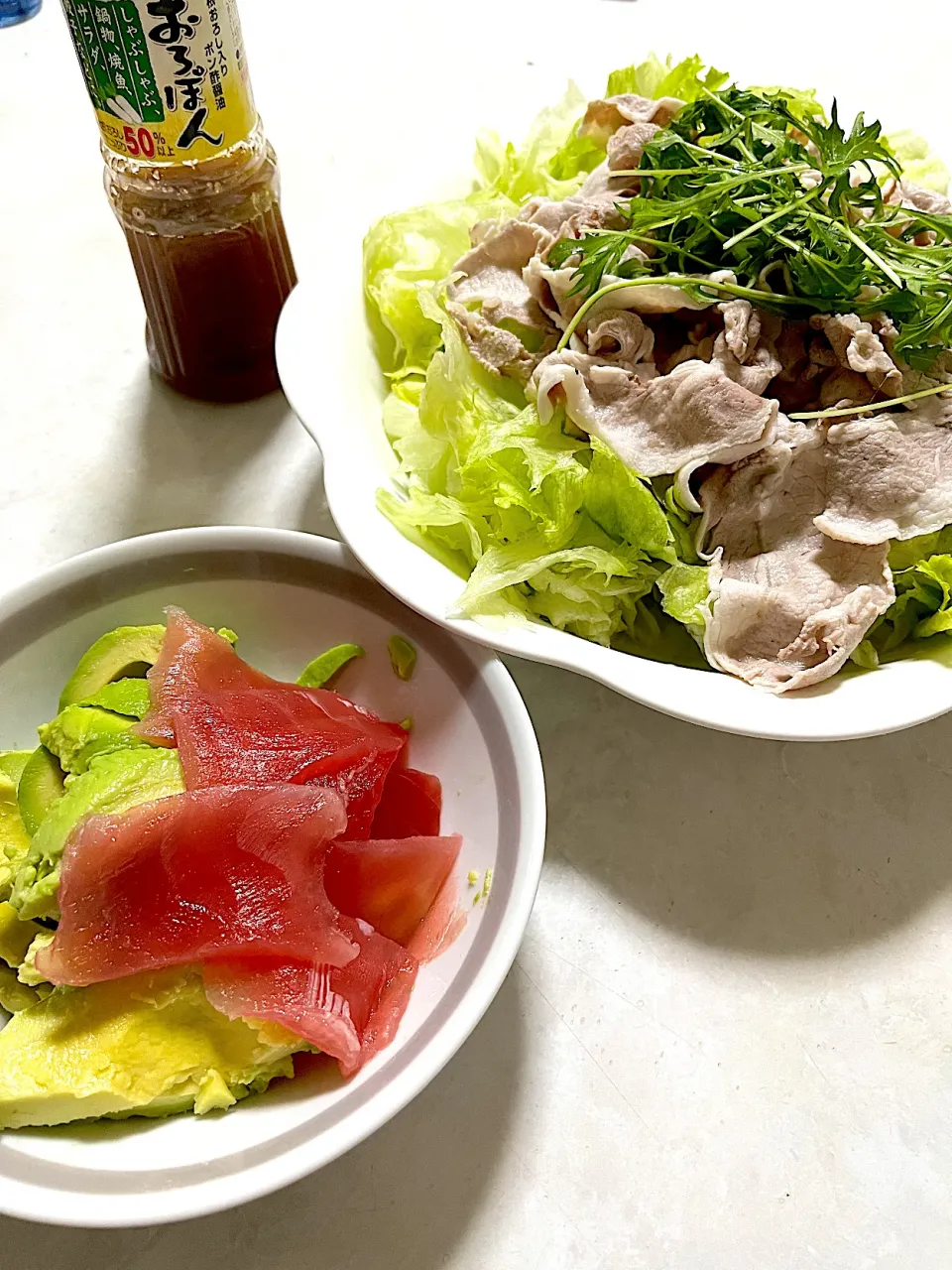 寒いけど！冷しゃぶとアボカドまぐろ🥑😋|ささるみさん