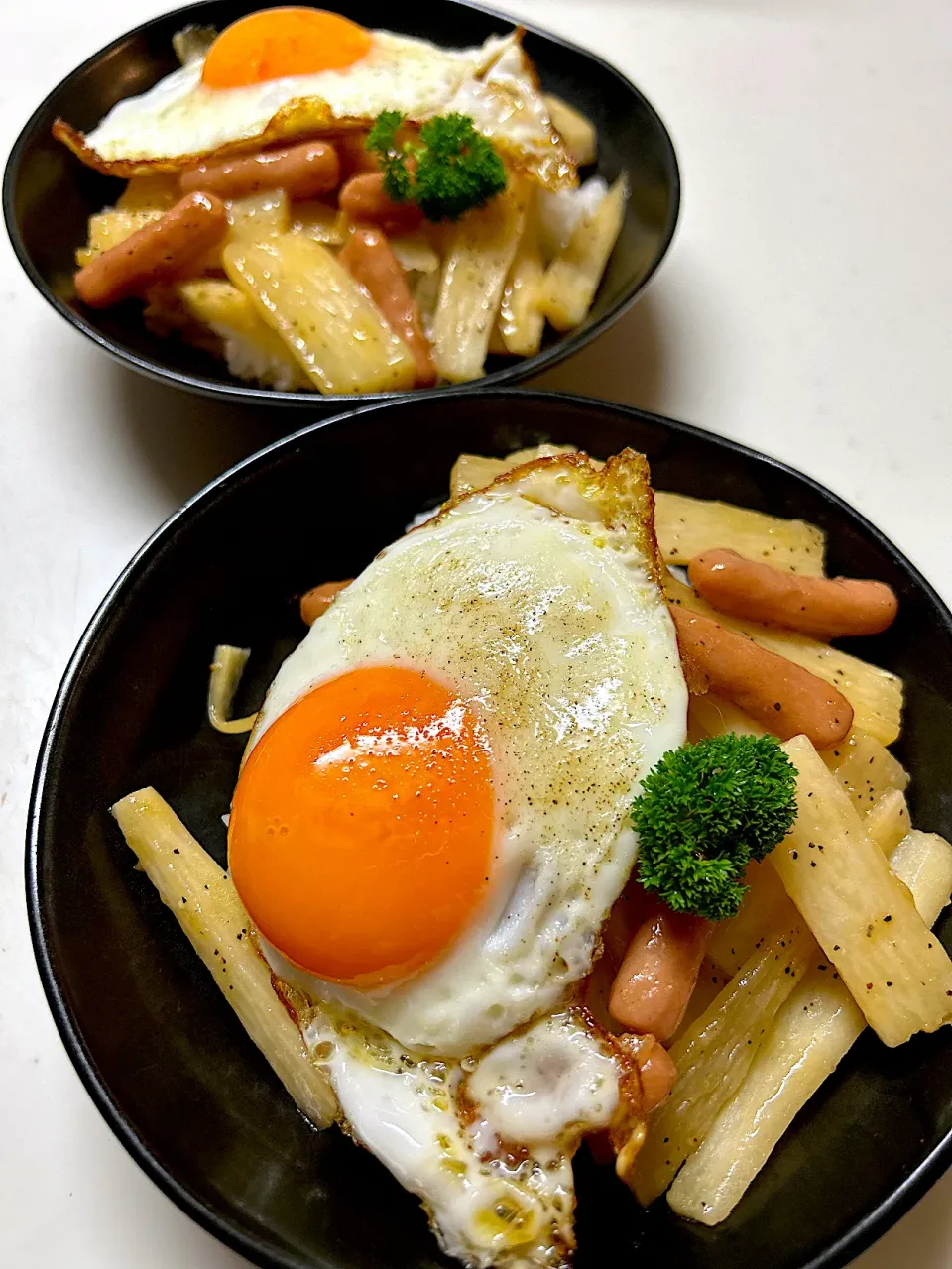 Snapdishの料理写真:山芋でジャーマンポテト風丼|ＭＡＲＵＥ家の食卓さん