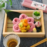 そら豆とえびのかき揚げで、お花見そうめん