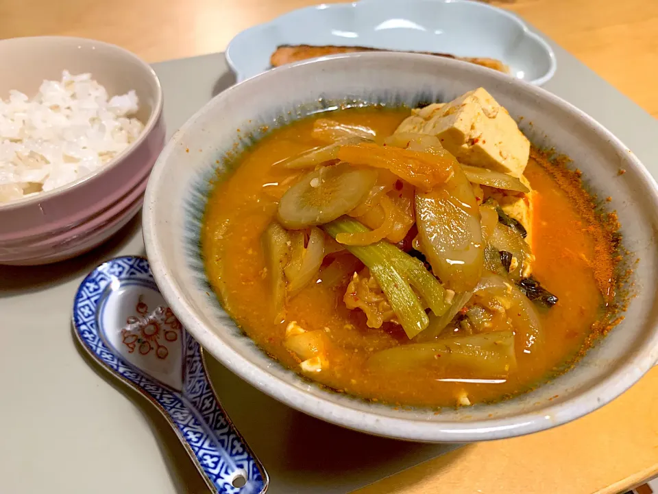 糀甘酒でまろやか豆腐チゲ|かなっぺさん